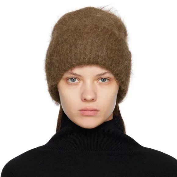 Toteme Brown Alpaca Hat TOTEME Brushed alpaca-blend beanie | NET-A-PORTER main image 3